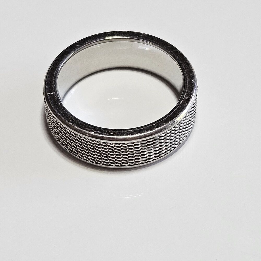 Mesh Textured Comfort Fit Stainless Steel Wedding Band Ring Size 11 - Picture 11 of 13